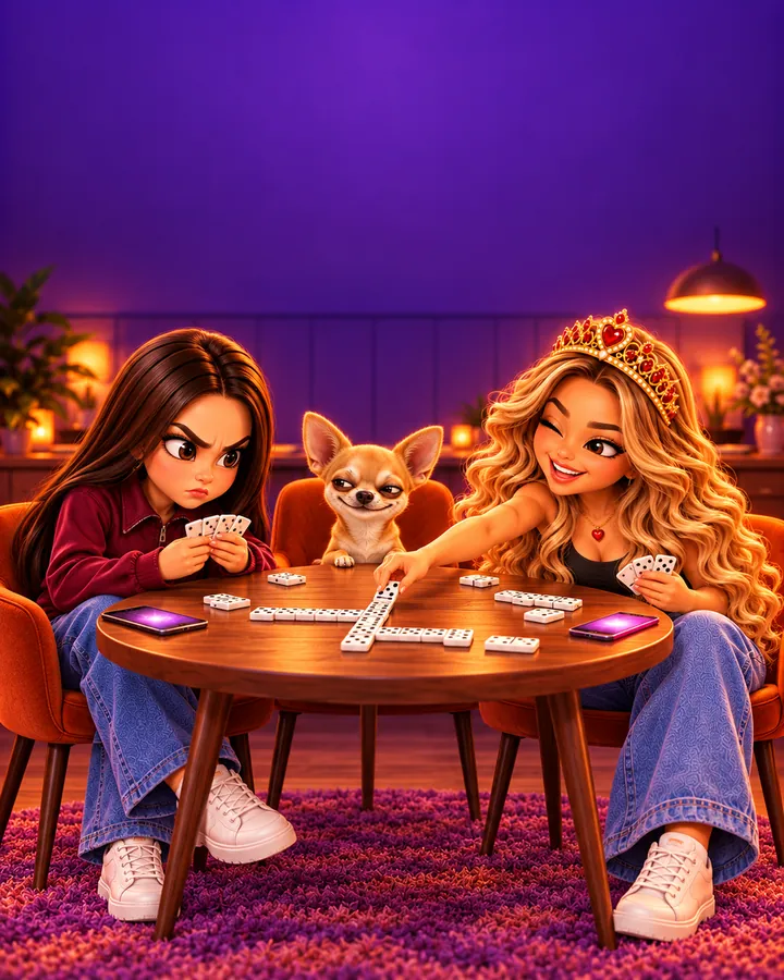 A rainha jogando dominó com classe, a Sindinha sem saída e o Embaixador de juiz 👑🁫