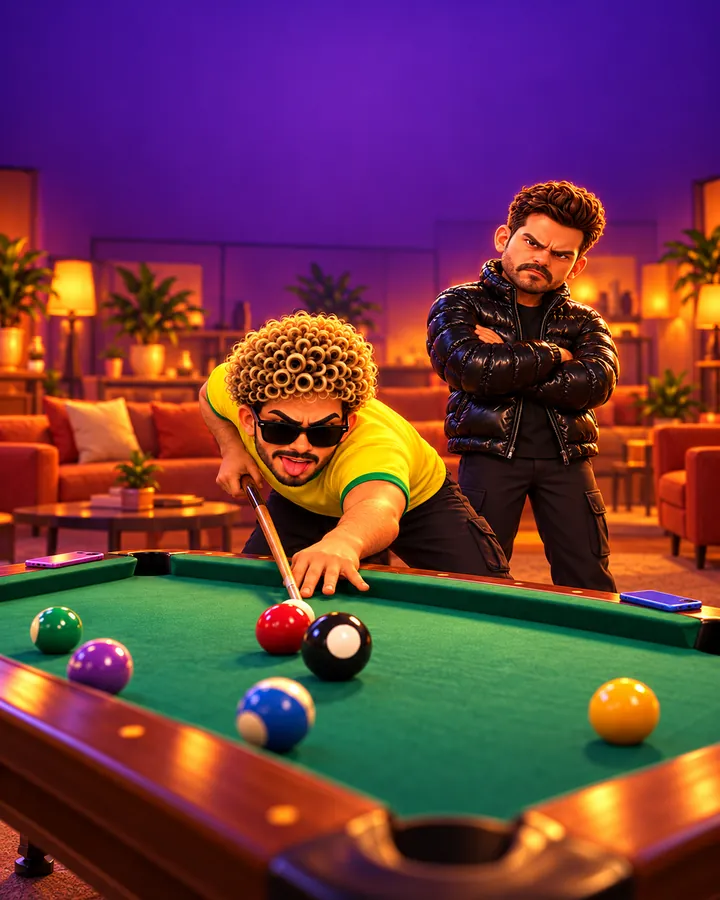O Paolo armando uma defesa caprichada, sob o olhar desconfiado do Lucas 🎱