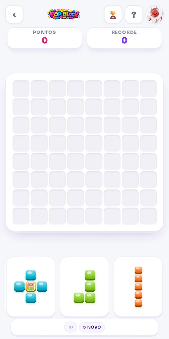 Tela do Pop Block no celular