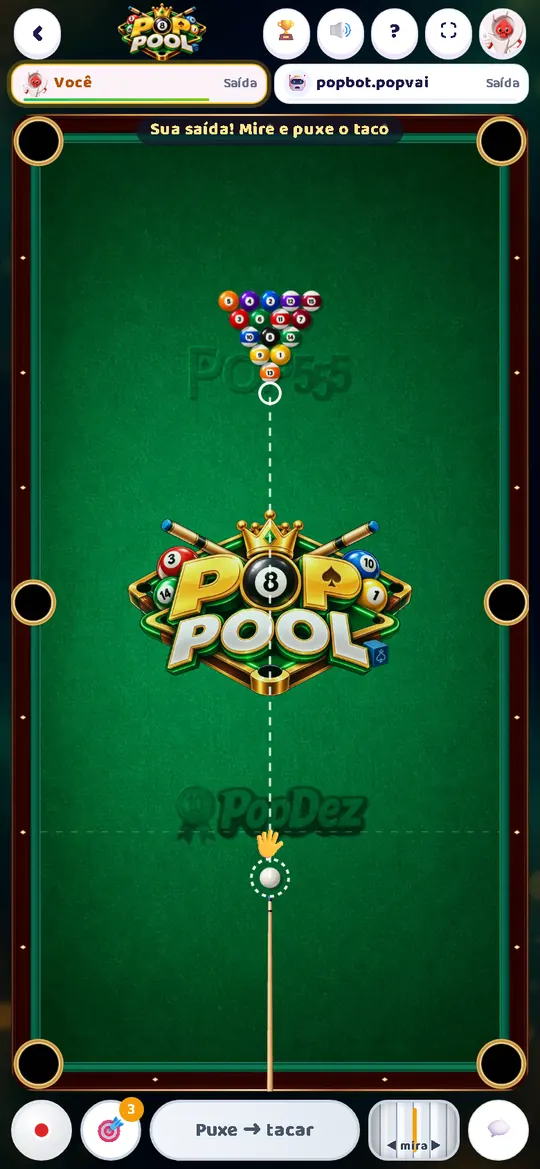 Tela do Pop Pool no celular